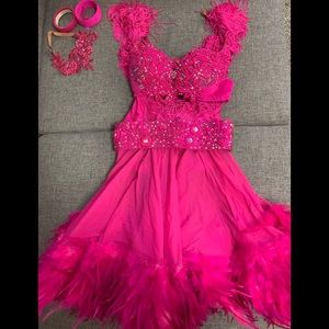 Hot pink swing Latin/ Rhythm dance dress size small